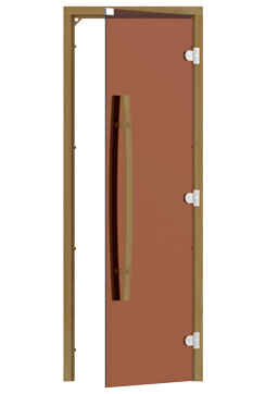 Дверь 741-3SGD-R-1, 690х1890, стекло - бронза, изогнутая ручка, кедр (Sawo)